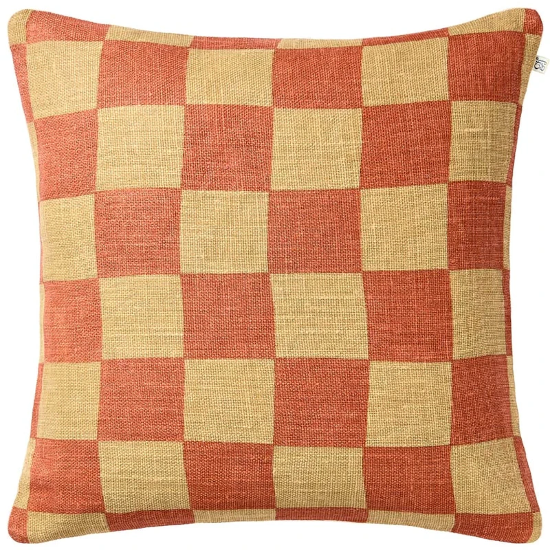 Buffalo Check Cushion Cover 50x50 cm, Apricot Orange / Khaki