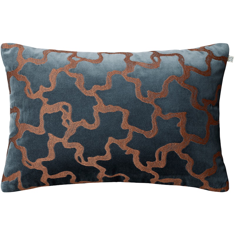 Chand Cushion Cover 40x60 cm, Sea Blue / Cognac