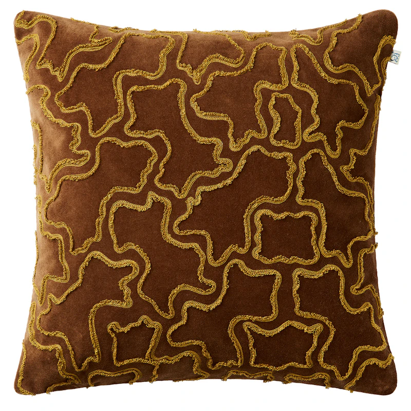 Ganga Cushion Cover, Cognac / Masala Yellow