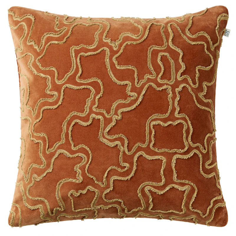 Ganga Cushion Cover, Sand / Terracotta