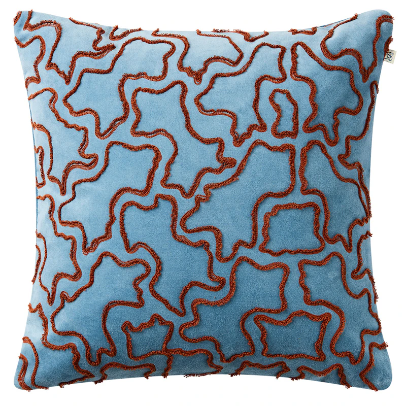 Ganga Cushion Cover, Terracotta / Sky Blue
