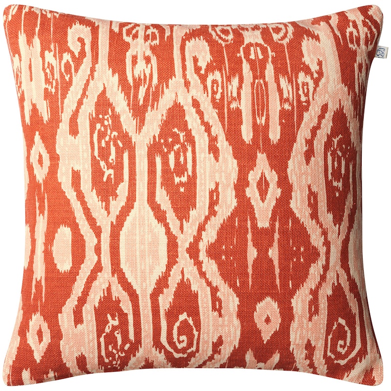 Ikat Madras Cushion Cover 50x50 cm, Apricot Orange / Rose