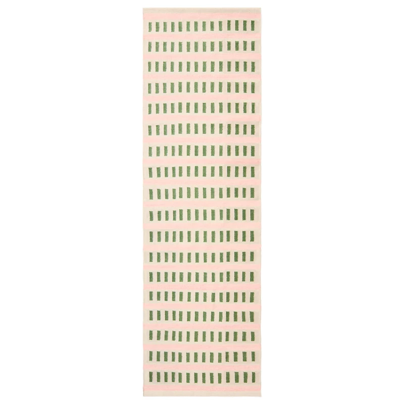 Ladakh Wool Rug 80x250 cm, Off-white / Cactus Green