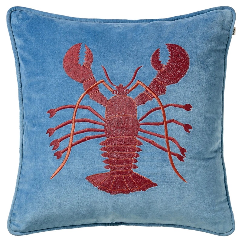 Lobster Cushion Cover 50x50 cm, Apricot Orange / Sky Blue