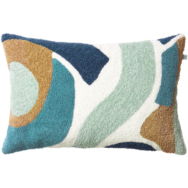 Sanskriti Cushion Cover Bouclé 40x60 cm, Aqua / Sky Blue