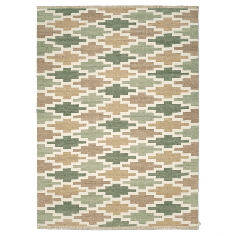 Korsnäs Wool Rug 170x230 cm, Green / Beige