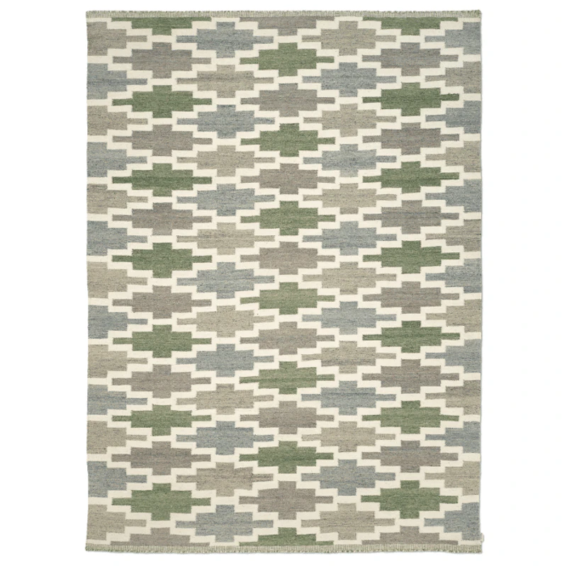 Korsnäs Wool Rug 200x300 cm, Blue / Green