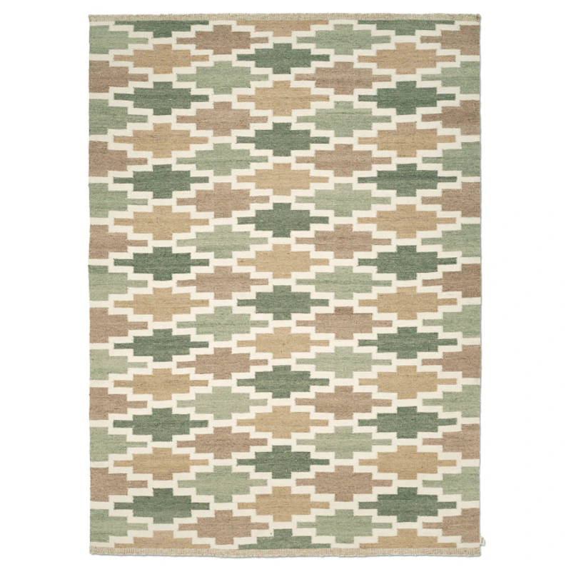 Korsnäs Wool Rug 200x300 cm, Green / Beige