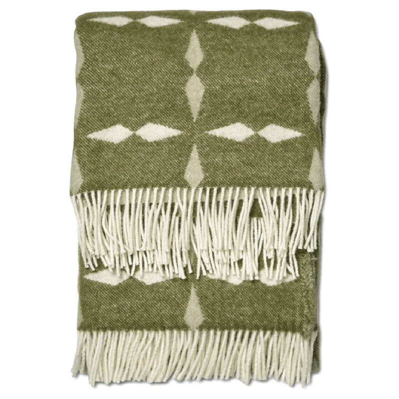 Tile Wool Plaid 130x180 cm, White / Green