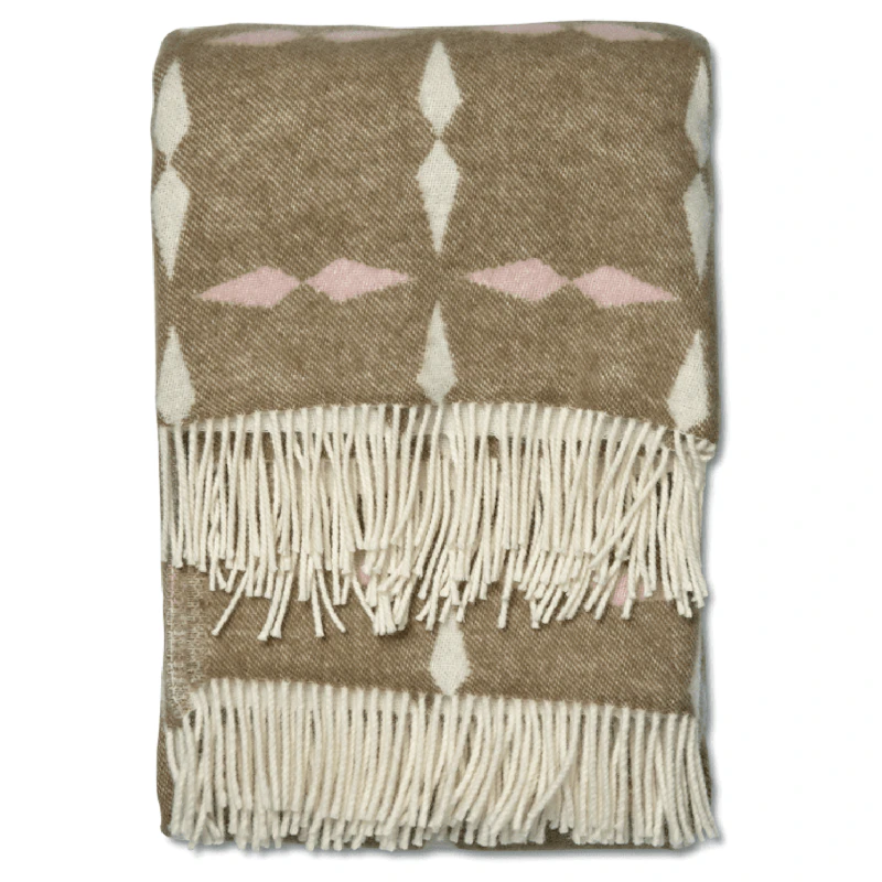 Tile Wool Plaid 130x180 cm, White / Pink / Beige
