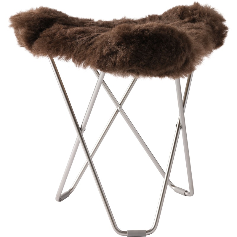 Flying Goose Iceland Stool, Shorn Brown/Chrome