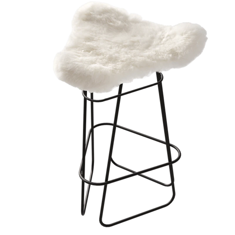 Iceland Barstool 65 cm, Black / Shorn White