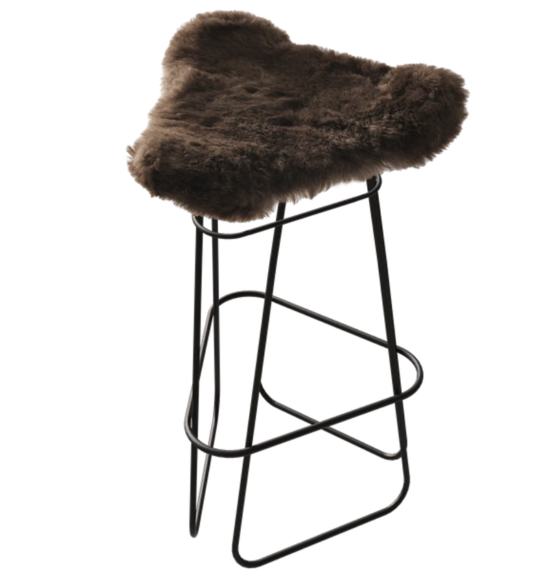 Iceland Barstool 82 cm, Black / Shorn Brown
