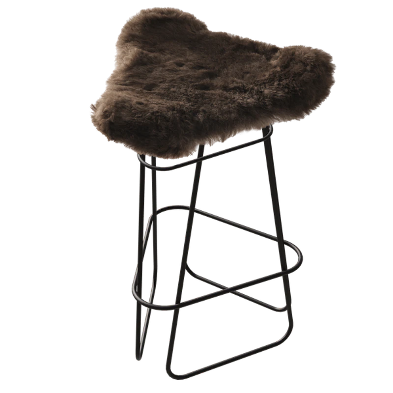 Iceland Barstool 65 cm, Black / Shorn Brown