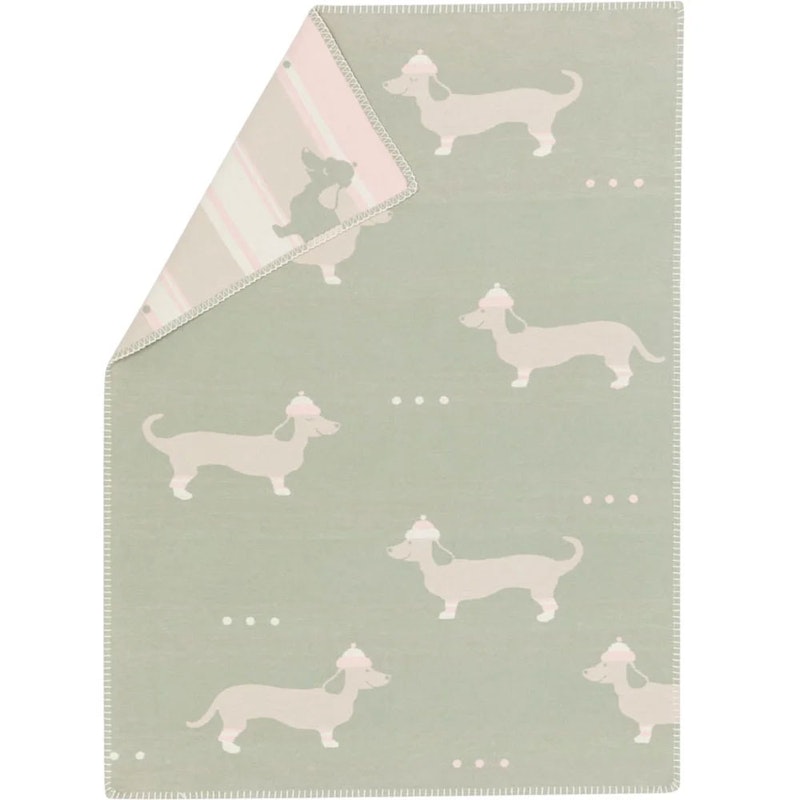 Lena Baby Blanket 75x100 cm Dachshund, Light Green