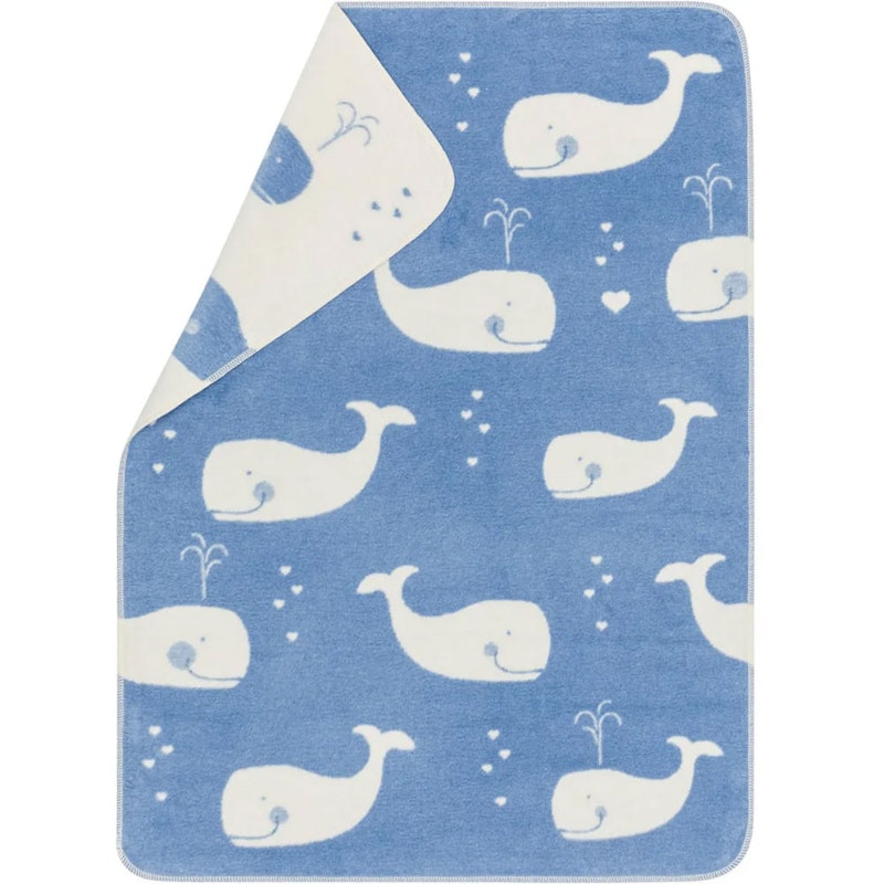 Maja Baby Blanket 75x100 cm Whales allover, Blue / Beige