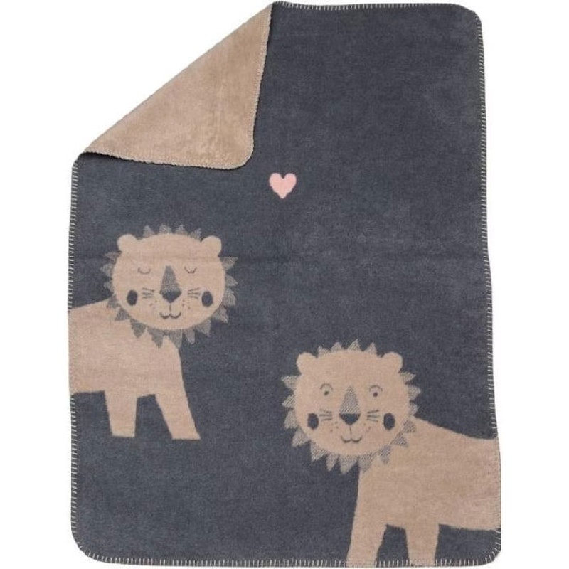 Mila Baby Blanket 75x100 cm Lion, Grey / Beige