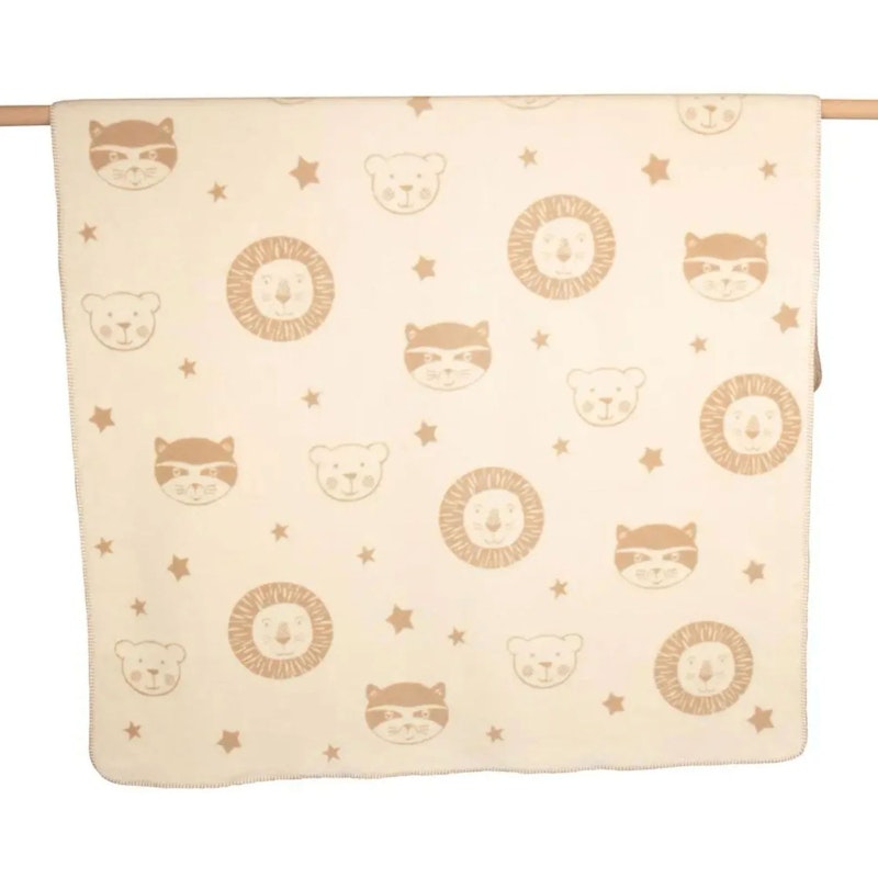 Mila Kids Blanket 150x200 cm Lion Raccoon Bear, Off-white
