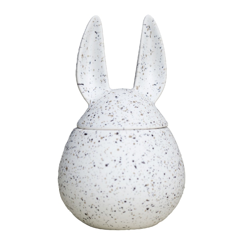 Eating Rabbit Jar With Lid 14 cm, White Dot