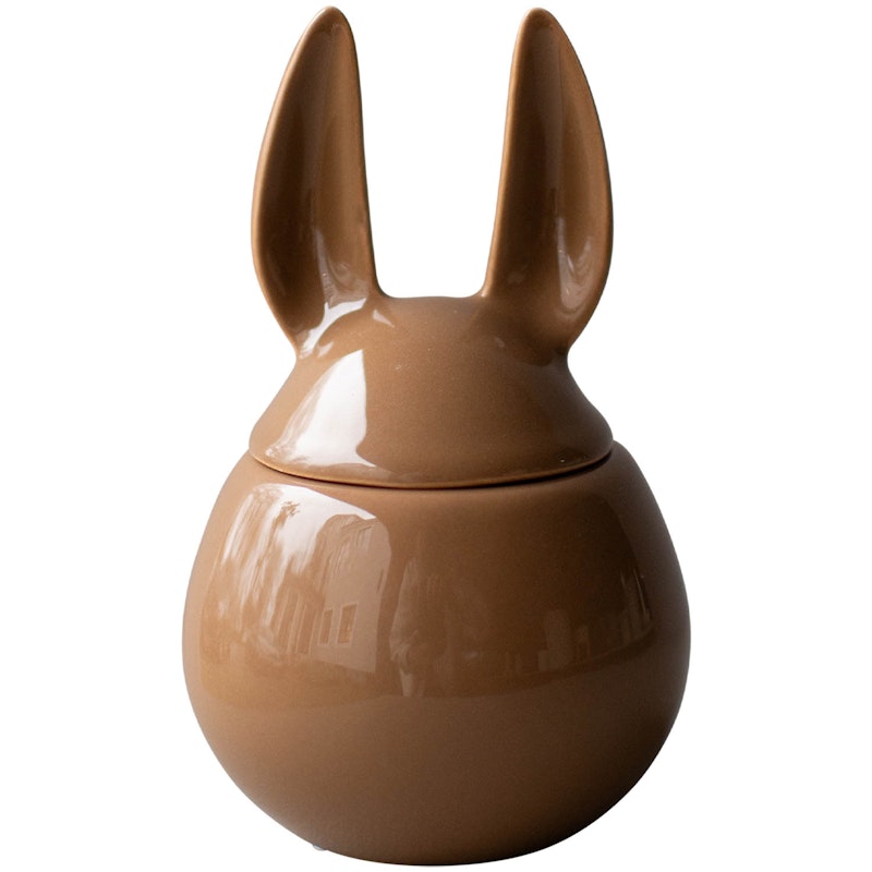 Eating Rabbit Jar With Lid 14 cm, Shiny Nougat