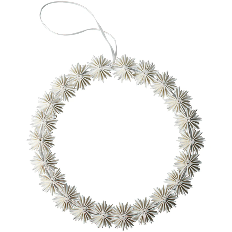 Paper Flake Wreath 35 cm, White