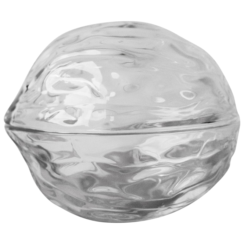 Walnut Jar With Lid, Clear Glass