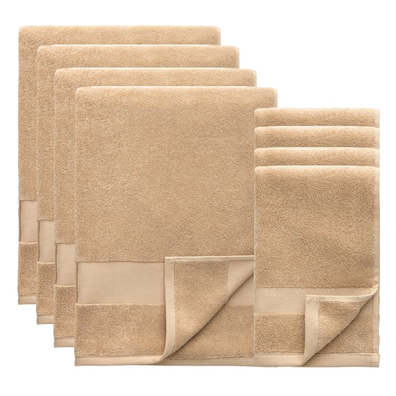 Alva Towel Set 50x70 + 70x140 cm 8-pack, Sand