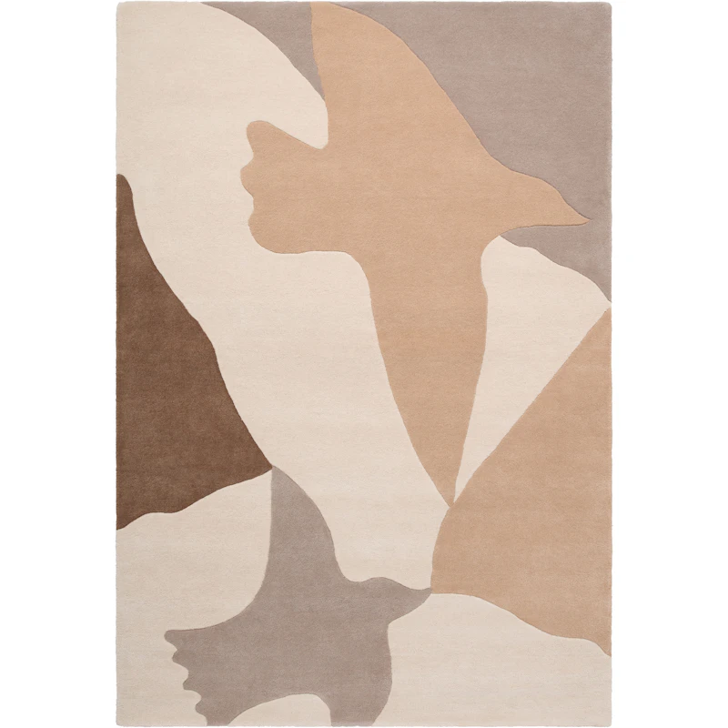 Bird Wool Rug 180x270 cm, Beige