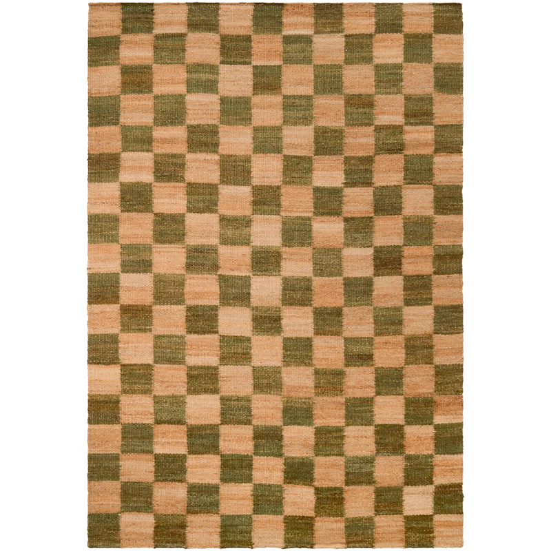 Chess Rug 180x270 cm, Natural Jute / Green