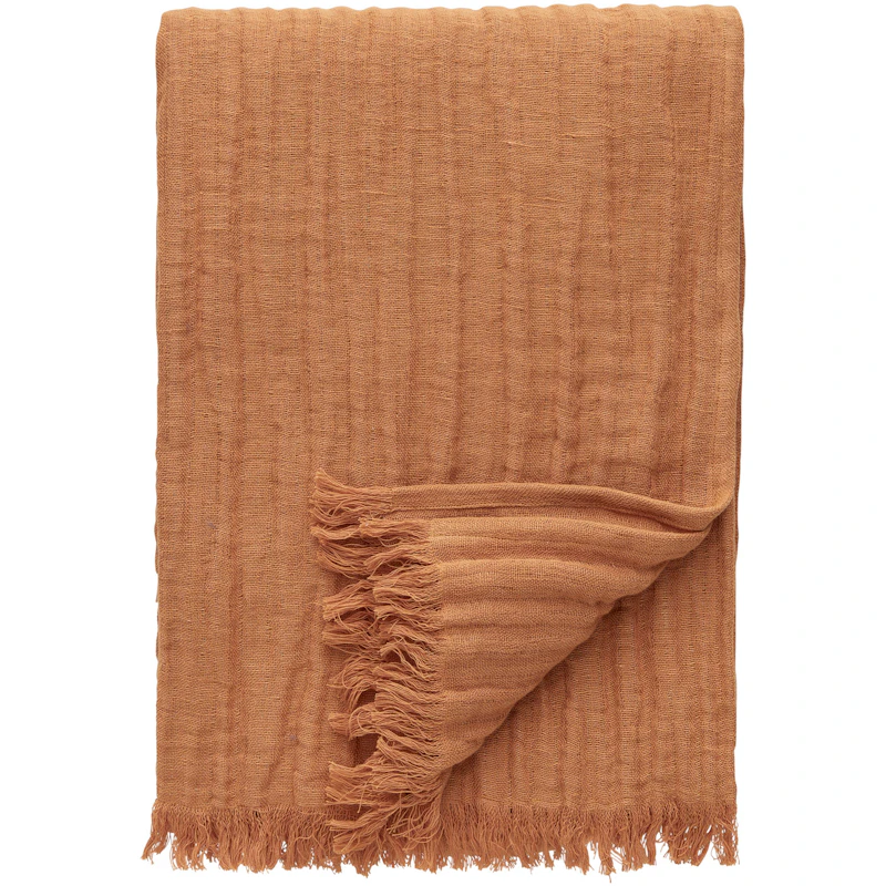 Crinkle Blanket 130x170 cm, Light Brown