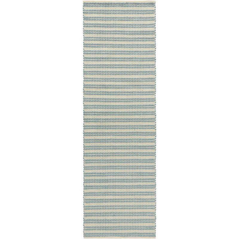 Dune Rug Recycled PET 75x250 cm, Dusty Blue / Off-white