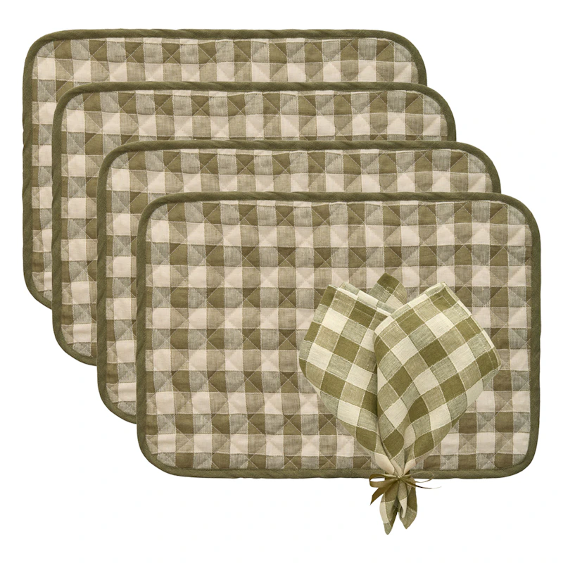 Ester Textile Set 4 Placemats + 4 Napkins, Oliv