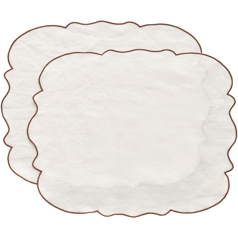 Gia Placemat 35x45 cm 2-pack, White / Brown