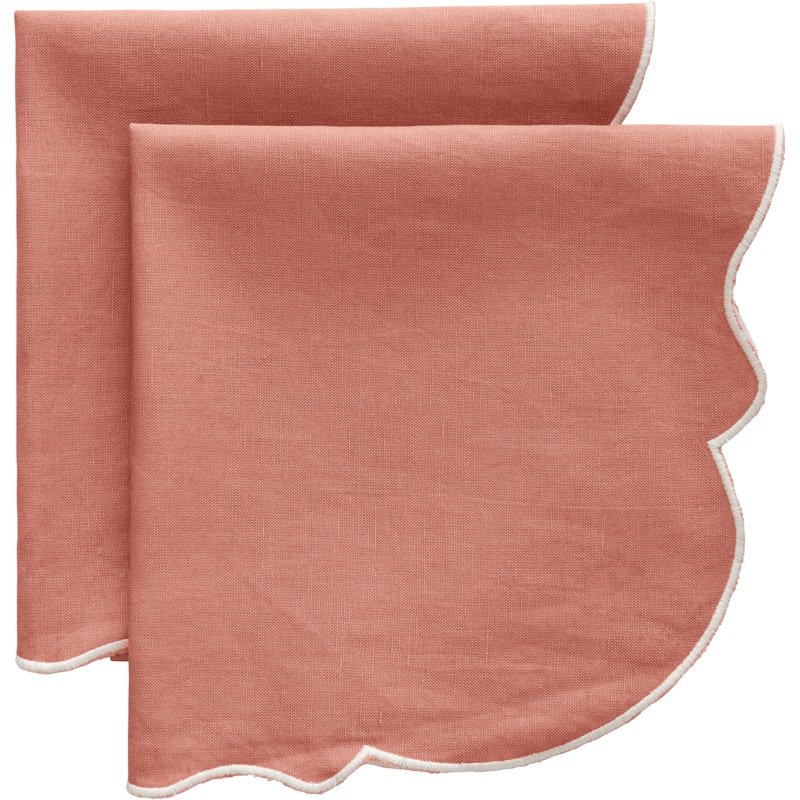 Gia Napkin 45x45 cm 2-pack, Dusty Pink / White