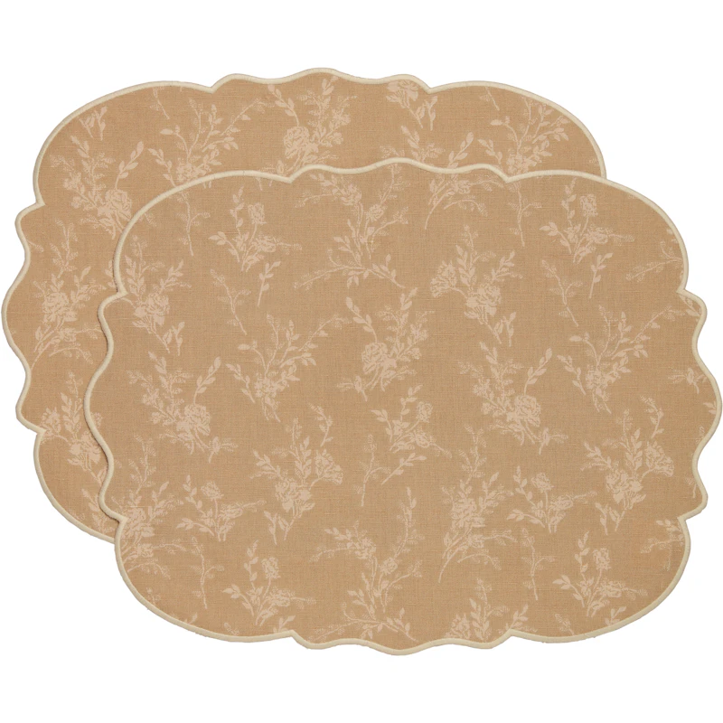 Gia Placemat Flower 35x45 cm 2-pack, Beige