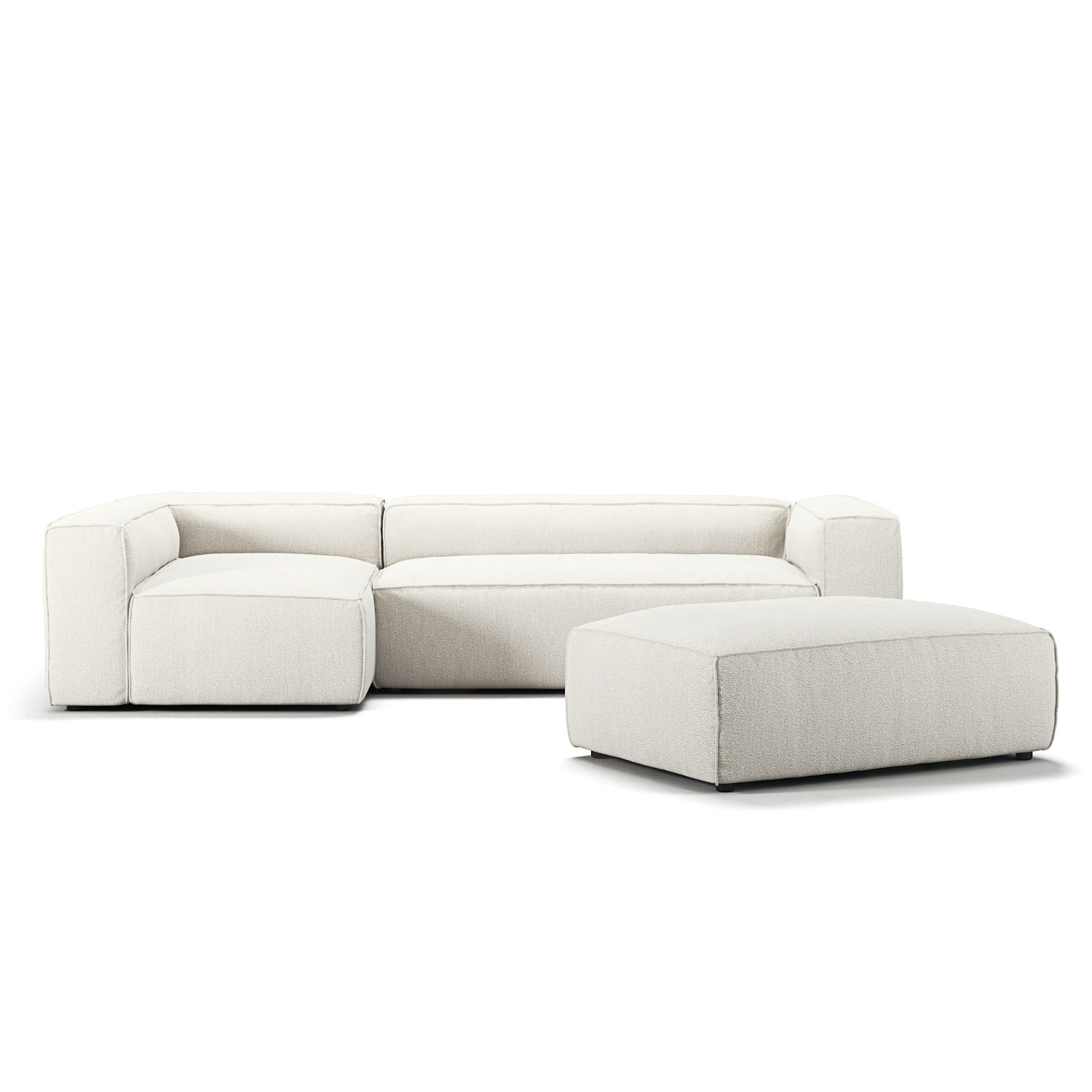 Grand 4 Seater Sofa Divan Left open end Piece With Footstool Steam White RoyalDesign