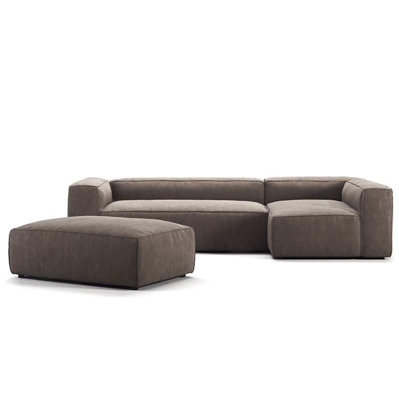 Grand 4 Seater Sofa Divan Right open end Piece With Footstool, Mole Brown