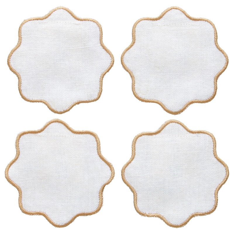 La Tavola Coaster 10x10 cm, White / Beige
