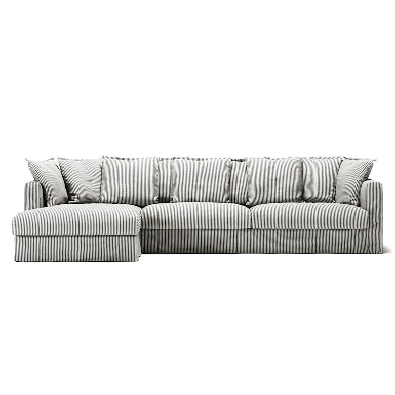 Le Grand Air 3-Seater Sofa Linen Divan Left, Ash Stripe