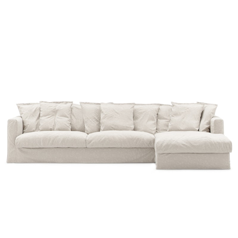 Le Grand Air 3-Seater Sofa Linen Divan Right, Creamy White