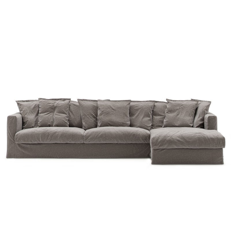 Le Grand Air 3-Seater Sofa Linen Divan Right, Smokey Granite