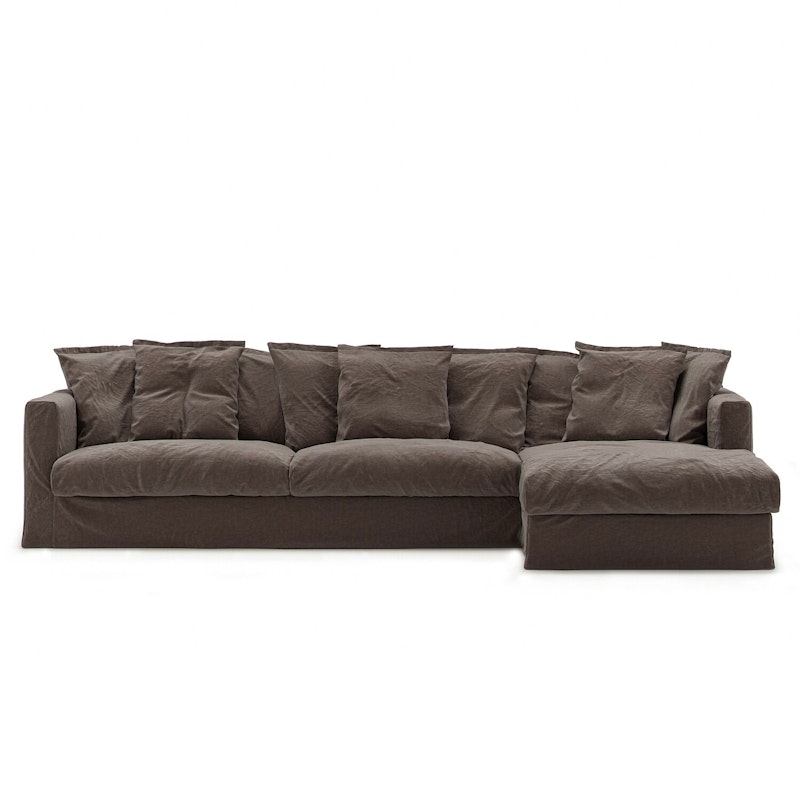 Le Grand Air Upholstery 3-Seater Linen Divan Right, Truffle Brown