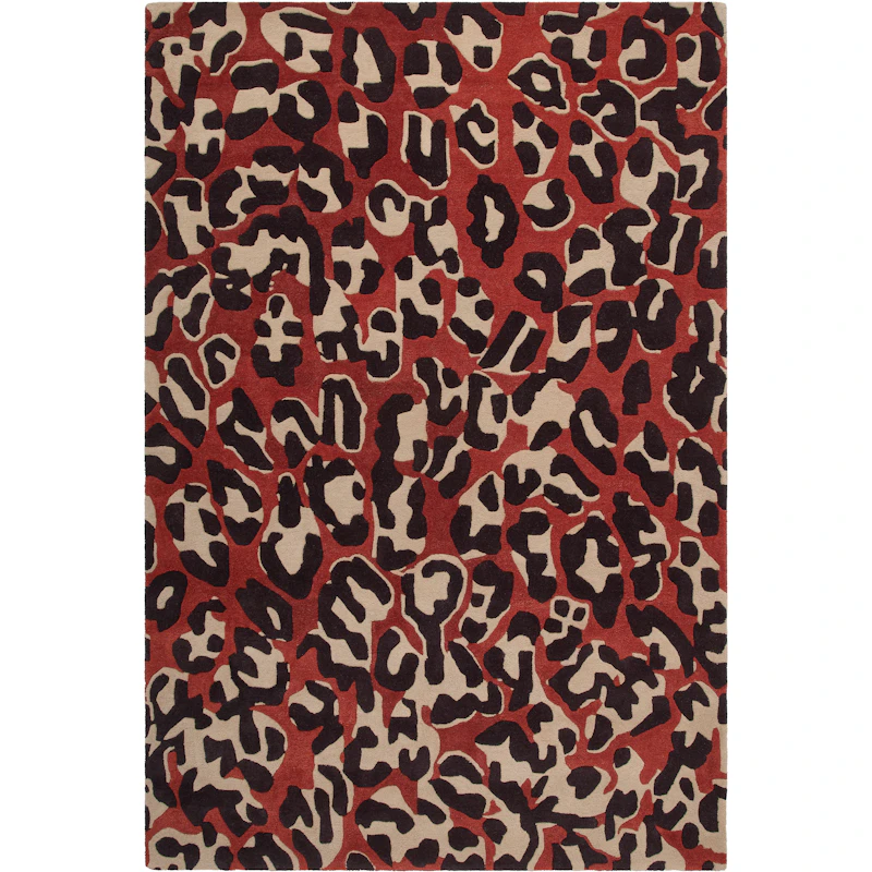 Leopard Wool Rug 180x270 cm, Red