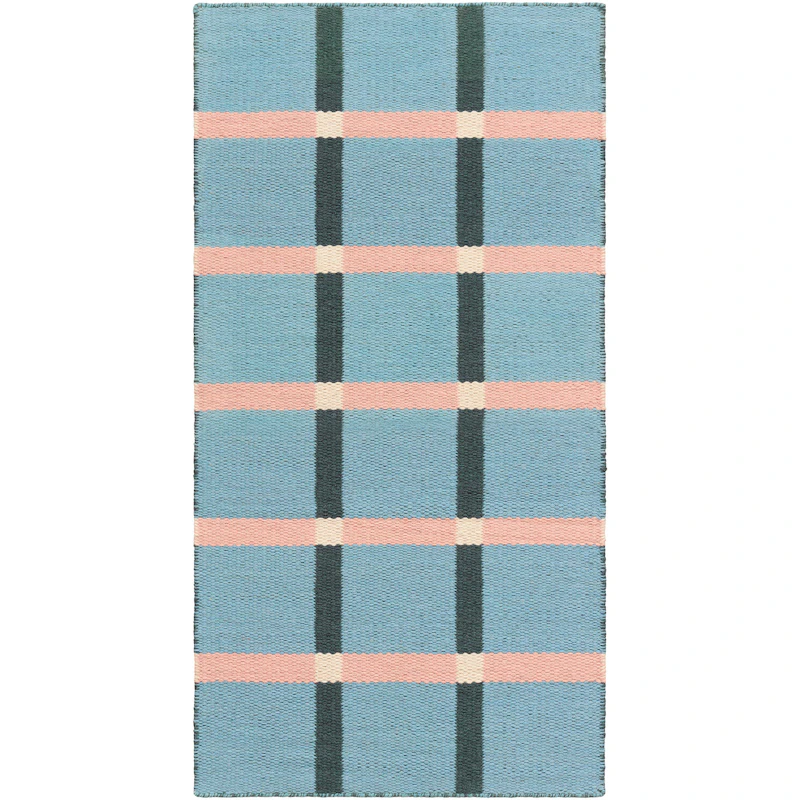 Mosaic Wool Rug 75x150 cm, Blue