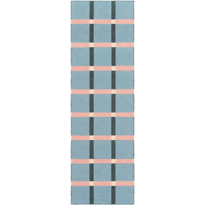 Mosaic Wool Rug 75x250 cm, Blue