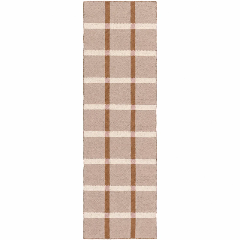 Mosaic Wool Rug 75x250 cm, Brown
