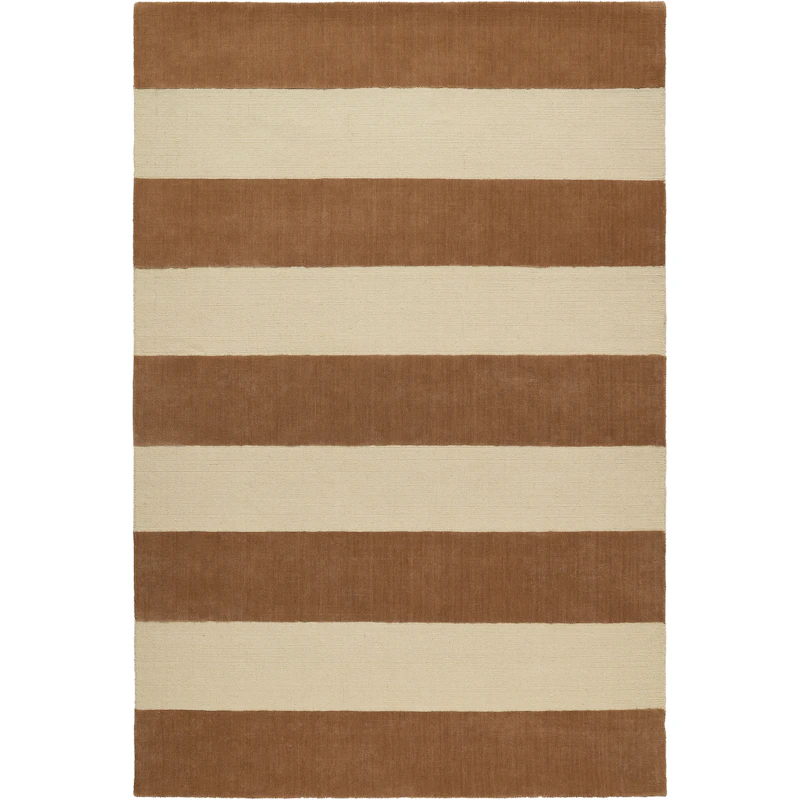 Nordic Stripe Wool Rug 180x270 cm, Beige / Rust