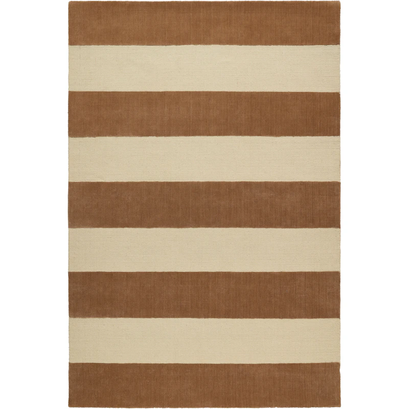Nordic Stripe Wool Rug 250x350 cm, Beige / Rust