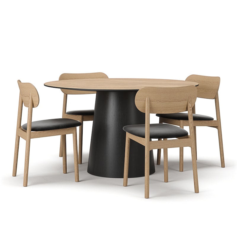 Social/Elephant Table Set, Natural Oak / Black Oak / Black Velvet
