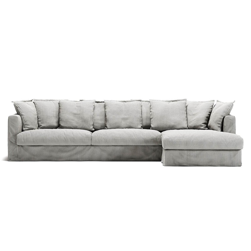 Upholstery For Le Grand Air 3-seater Sofa Linen Divan Right, Ash Stripe